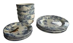 Cracker Barrel Susan Winget Blue Floral Bird Stoneware Bowls Plates Replacement. Fixed Price $21.99.