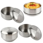 4 Sets 12 Oz Stainless Steel Korean Soup Rice Bowl With Lid For Kitchen Resta.... Fixed Price $34.36.