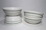 4 Buffalo China Niagara Cereal Bowls 6" Green Stripe Vtg Restaurant Ware. Fixed Price $72.00.