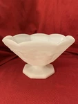 Vtg Anchor Hocking White Milk Glass Pedestal Fruit Bowl Embossed Grapes&vines. Fixed Price $22.00.