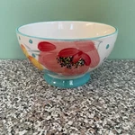 Pioneer Woman Bloom Dots 6" Turquoise Footed Bowl Stoneware Vintage. Fixed Price $7.20.