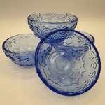 4 Pioneer Woman 3 Glass Dip Condiment Cobalt Blue Bowl Butterfly Embossed Lot. Fixed Price $28.00.