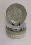 Danica 4 Salad Plates Porcelain Appetizer Dessert Set Green Leaves New Box. Fixed Price $24.95.