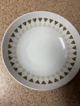Vintage Elite Fine China Soup Bowl White Gold Geometric Pattern. Fixed Price $40.00.