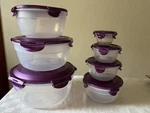 Lock 7 Piece Round Bowl W/lids. Nestable Containers Set Mulberry New. Fixed Price $21.99.