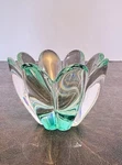 Orrefors Sweden Mayflower Crystal Bowl Signed 5" 4" Green. Fixed Price $44.99.