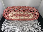 Temptations Ovenware Old World Oval Bread Basket Lattice Weave Red. Fixed Price $20.00.