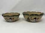 Lot Of 2 Abc Distributing Inc Snowman Nesting Serving Mixing Bowls Green Rim Euc. Fixed Price $16.97.