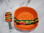Dei Dennis East Hamburger Dip Bowl With Spreader. Fixed Price $14.00.