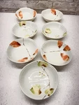 Japanese Ramen Noodle Rice Soup Porcelain Bowls Leaf Design Made Set 7. Fixed Price $69.99.