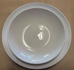 Iti Dinnerware 12" Plate 9.5" And Serving Bowl Set White Ceramic Piece. Fixed Price $12.99.