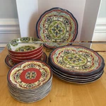 24 Piece Cynthia Rowley Paisley Flower Melamine Large Bowls Dinner Plates ++. Fixed Price $69.96.