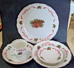 4 - 5 Pieces Place Settings Southington Baum Basket Of Cheer Wakbrzych Christmas. Fixed Price $99.00.