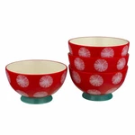 The Pioneer Woman Flea Market Footed Vintage Style Red Dot Teal Bowl, Set Of 4. Fixed Price $34.95.