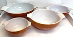 New Pyrex Cinderella Mixing Bowl Set Autumn Harvest Wheat Pattern Orange. Fixed Price $99.99.