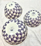 Mackenzie-childs Set Of Violet Check Mixing Bowls 9.5", 11", 13" New. Fixed Price $295.00.