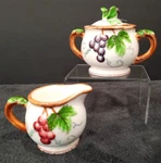 Mcm Lefton LEF17 Pc. Sugar W/ Lid & Creamer Red Purple Green Grapes 3D Ceramic. Fixed Price $16.10.