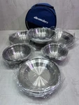 Wealers 24 Piece Stainless Steel Plates, Bowls Camping Dinnerware Set Travel Kit. Fixed Price $46.99.