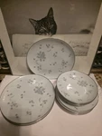 Noritake Suzette Plates, Salad, Bowls 4 Each Vtg 5803 Lavender Floral Japan. Fixed Price $60.00.
