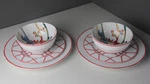Ralph Lauren Red Pagoda Pattern Dinner Plate, Salad & Cereal Bowl Set X 2. Fixed Price $179.99.