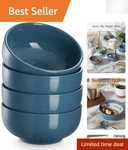 Elegant 22 Oz Ceramic Soup & Cereal Bowls Set Of 4 - Airy Blue Classic Design. Fixed Price $45.04.