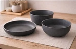 Artesanal Kitchen Supply Soto (charcoal Grey) SET/3 All Purpose Bowls, Stoneware. Fixed Price $67.00.