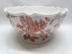 2015 Mud Holly Toile Pedestal Serving Bowl Holiday Centerpiece Euc. Fixed Price $45.00.