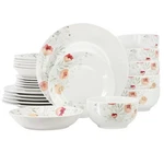 Elama Poppy 24 Piece Porcelain Double Bowl Dinnerware Set, Service For 6. Fixed Price $90.00.