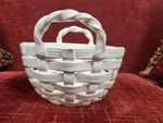 Vintage White Ceramic Basket Planter Fruit Bowl Tabletop D Cor 1970S Style Eu. Fixed Price $20.00.