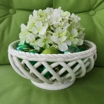Vtg Espana Bread Basket Bowl Lattice Woven White Ceramic Lifestyle Large 10.5IN. Fixed Price $29.99.