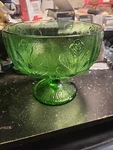 Vintage Ftd 1975 Green Glass Oak Leaf Goblet Candy Dish Vase. Fixed Price $17.50.