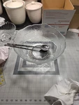 Godinger Salad Bowl. Leaf Crystal Silver Plate Stand. Fork And.... Fixed Price $50.00.