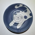 5.5" Round Snack Plate Blue & White Cat Made Japan Vintage Retro Looking. Fixed Price $10.00.