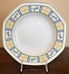 Studio Nova Gingham Blue Y0064 Rimmed Soup Bowl Octagonal Plaid 9.25". Fixed Price $12.95.
