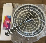 French Bull 12" Melamine Salad Bowl & Servers Set Foli Black White New. Fixed Price $39.99.