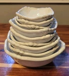 Princess House Pavillion Nesting Bowls SET-9 Ivory Ceramic Discontinued Variety. Fixed Price $62.50.