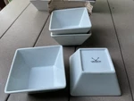 Varick Cafe Porcelain Four White Square Bowls 4.5" X 2.5". Fixed Price $14.99.