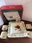 Holly Home For The Holidays Footed Section Bowl Including 4 Serving. Fixed Price $57.40.
