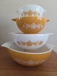 Pyrex Vintage Butterfly Gold Cindererlla Nesting Bowls Set Of 4. Fixed Price $95.00.