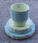 16 Pcs Set Lenox French Perle Aqua/kiwi Lunch Salad Dinner Plates Bowls Melamine. Fixed Price $185.45.