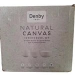 Denby Natural Canvas 12-PIECE Set 4 Pasta, Cereal, And Desert. Fixed Price $369.99.