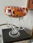 Jozefina Krosno Poland Art Glass Jellyfish Octopus Bowl Swirl 11". Fixed Price $95.00.