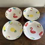 Zak Designs Four (4) Melamine Pool Party 8" Bowls Beach Summer. Fixed Price $24.95.