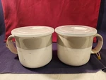 Speckled Cream 20OZ Soup Mug/lid- Great Condition Ceramic Set Of. Fixed Price $18.95.