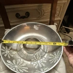 Towle Silverplate Bowl With Mother Of Pearl Floral Inlay, 12 Inch Diameter. Fixed Price $38.00.