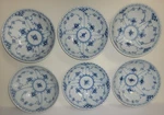 Royal Copenhagen-blue Fluted Half Lace- 6 Coupe Cereal Bowls- 1/4"-#574. Fixed Price $450.00.