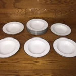 12 Noritake Winston China W/platinum Trim 8" Rimmed Soup Bowls Excellent. Fixed Price $159.95.