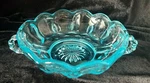 Blue Nappy Bowl Anchor Hocking Fairfield #1200 Plain Panels Candy Dish Handles. Fixed Price $9.00.