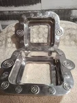 2 Mexican Pewter Footed Pyrex Casserole Holders Holds Approx 8" Square Dish. Fixed Price $22.00.