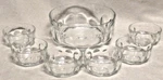 7 Pc Set Arcoroc Thumbprint Glass Serving +small Bowls Petale Cristal D' Arques. Fixed Price $53.88.